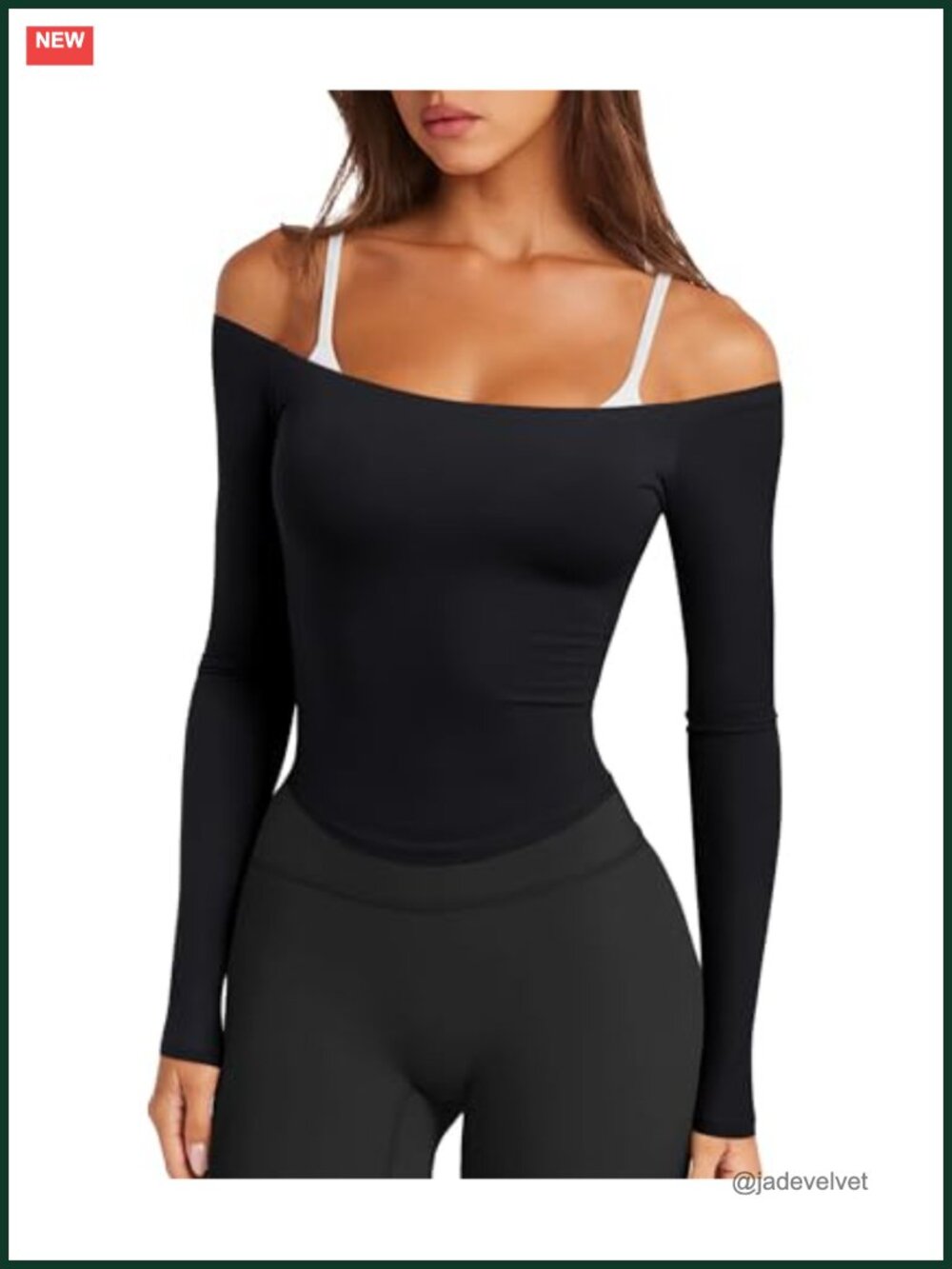 Off-Shoulder Long Sleeve Crop Top for Women, 92% Modal 8% Spandex, Workout Yoga